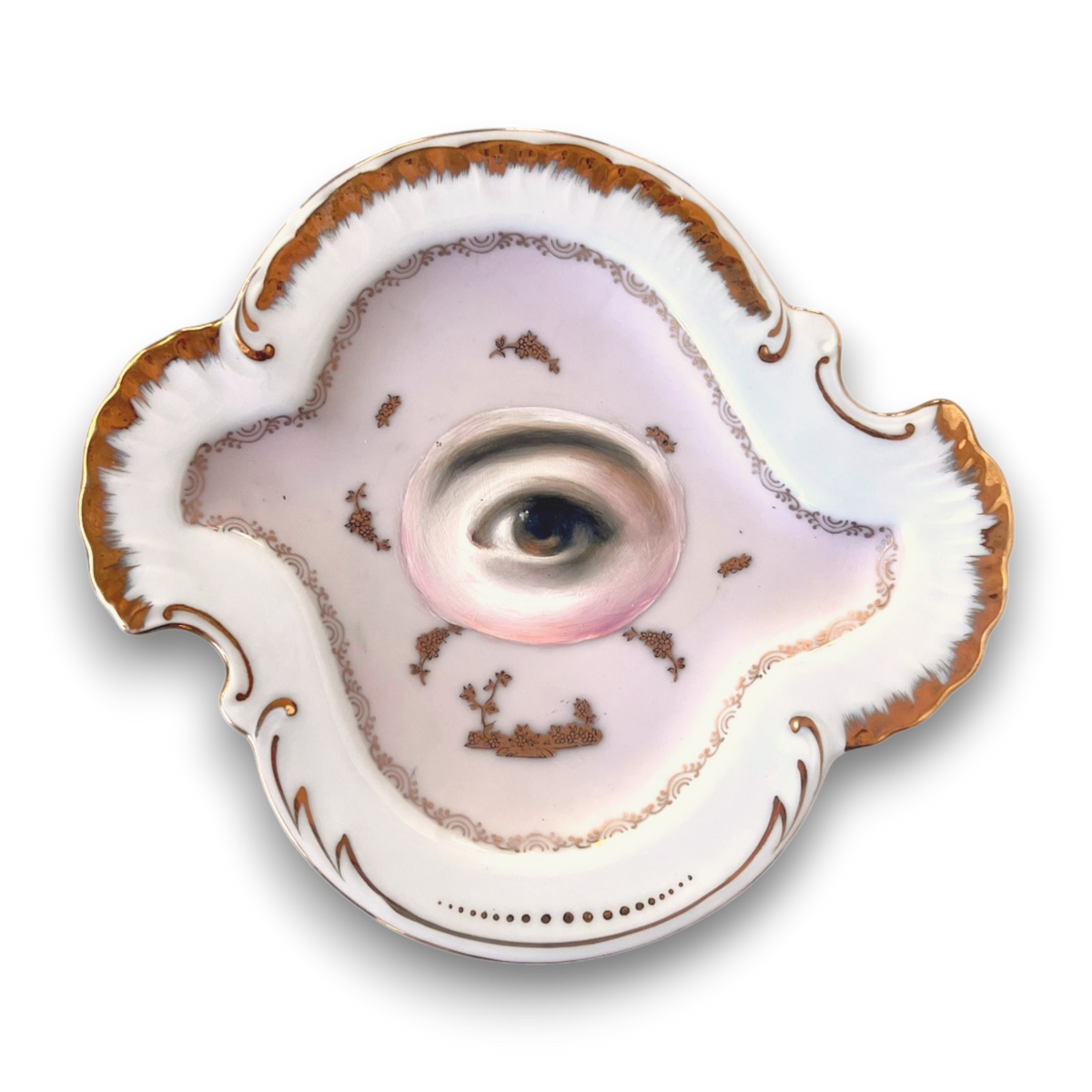 No. 3737 Lover's Eye Painting on a Pink Paisley Plate