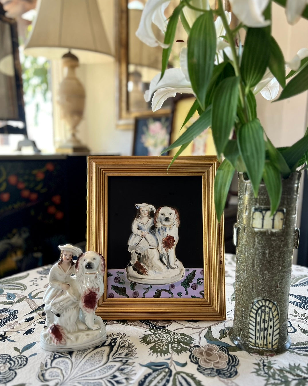 Arabella the Shepherdess and Leopold the Staffordshire Dog Portrait