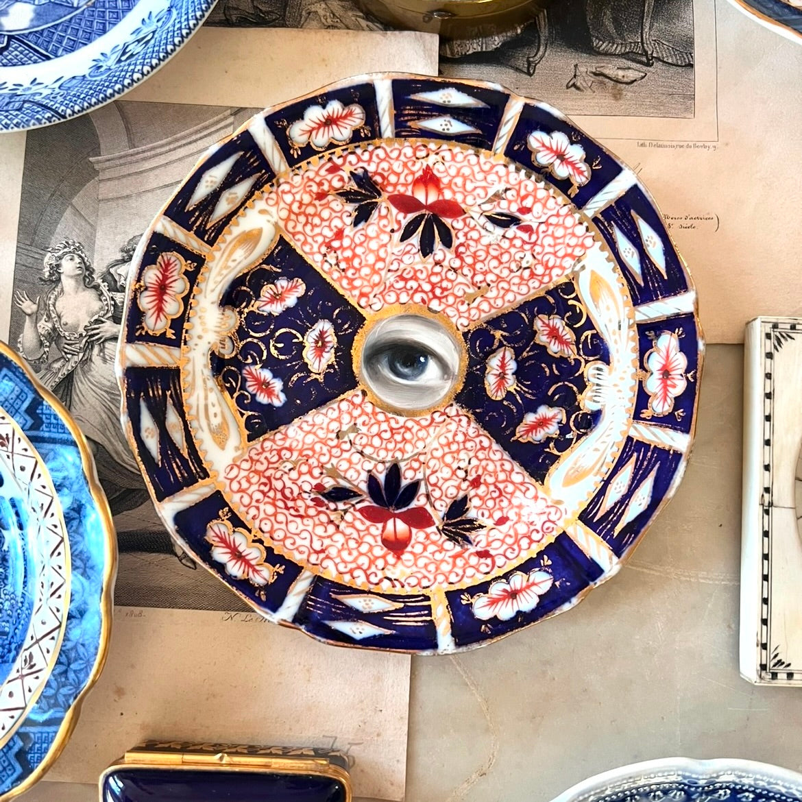 No. 2865 Lover's Eye Painting on an English Imari Plate