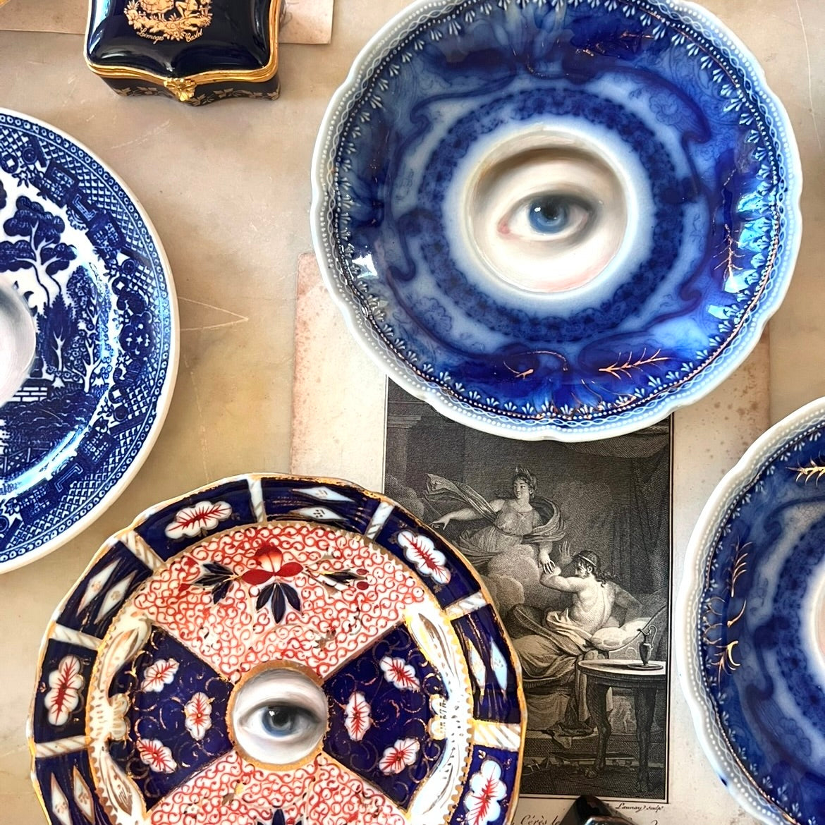 No. 2866 Lover's Eye Painting on an English Imari Plate