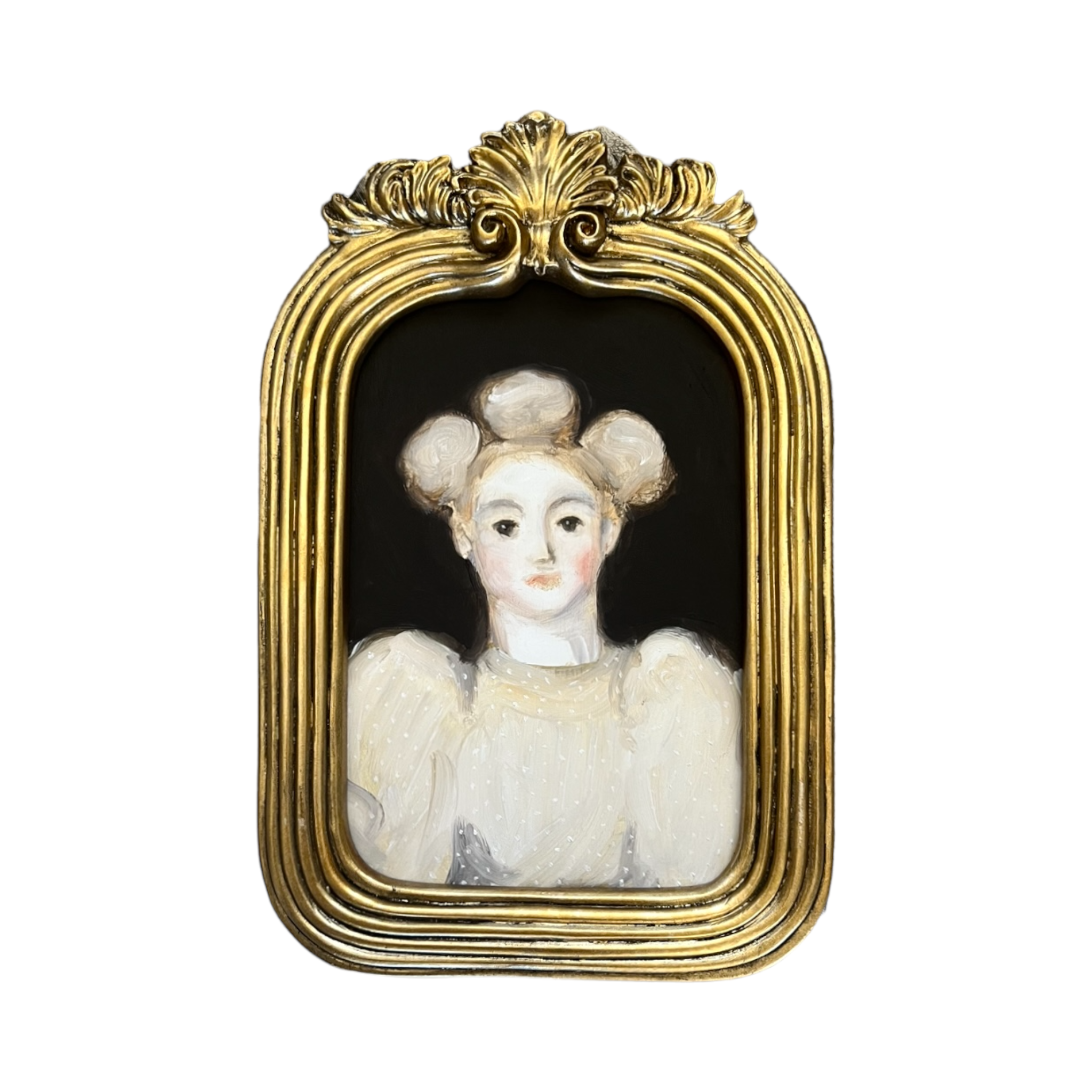 Storybook Portrait of a Lady in a Dotted Swiss Dress