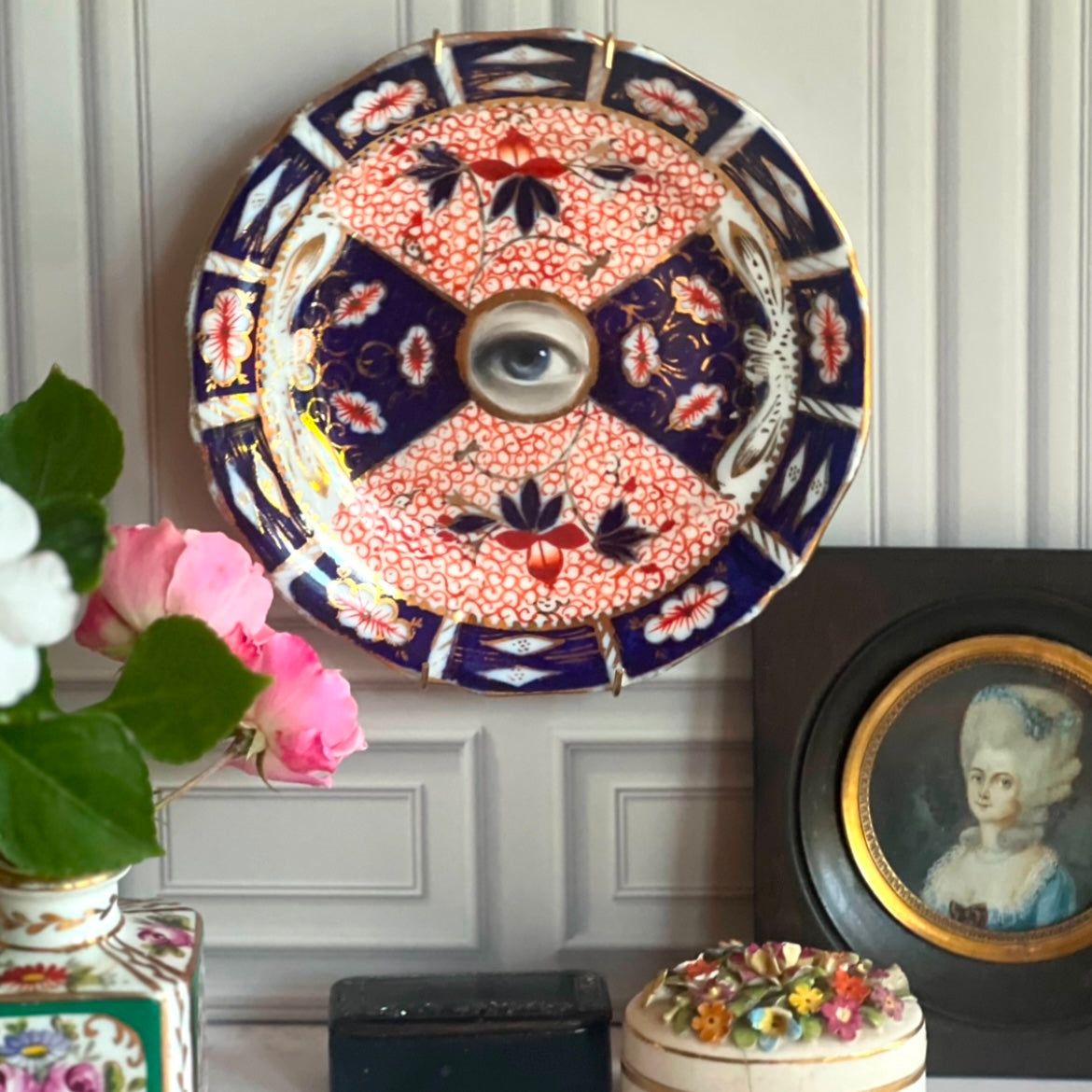 No. 2865 Lover's Eye Painting on an English Imari Plate