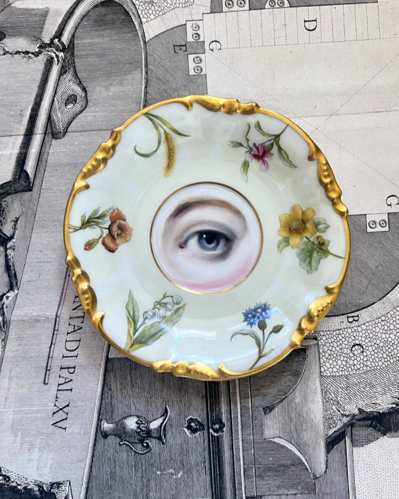 Lover's Eye Painting on a Limoges Botanical Plate