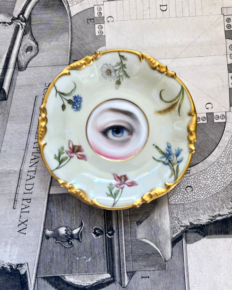 Lover's Eye Painting on a Limoges Botanical Plate