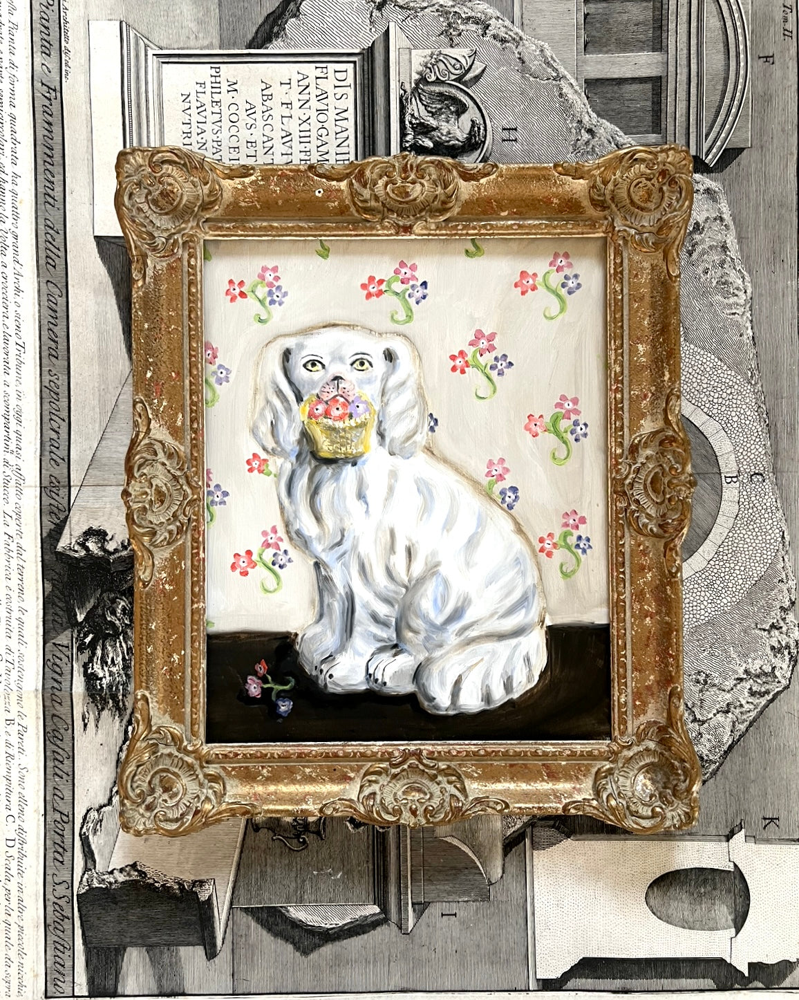 Gretchen the White Staffordshire Dog Portrait