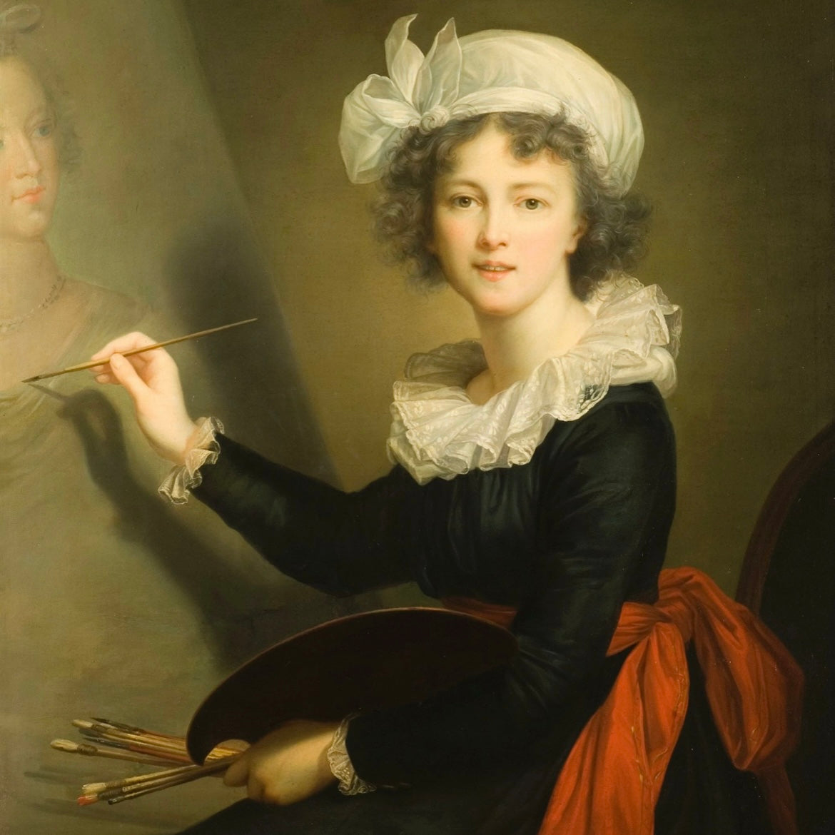 No. 2918 Lover's Eye Painting of Elisabeth Vigee Le Brun on a Gilt Foliate Plate