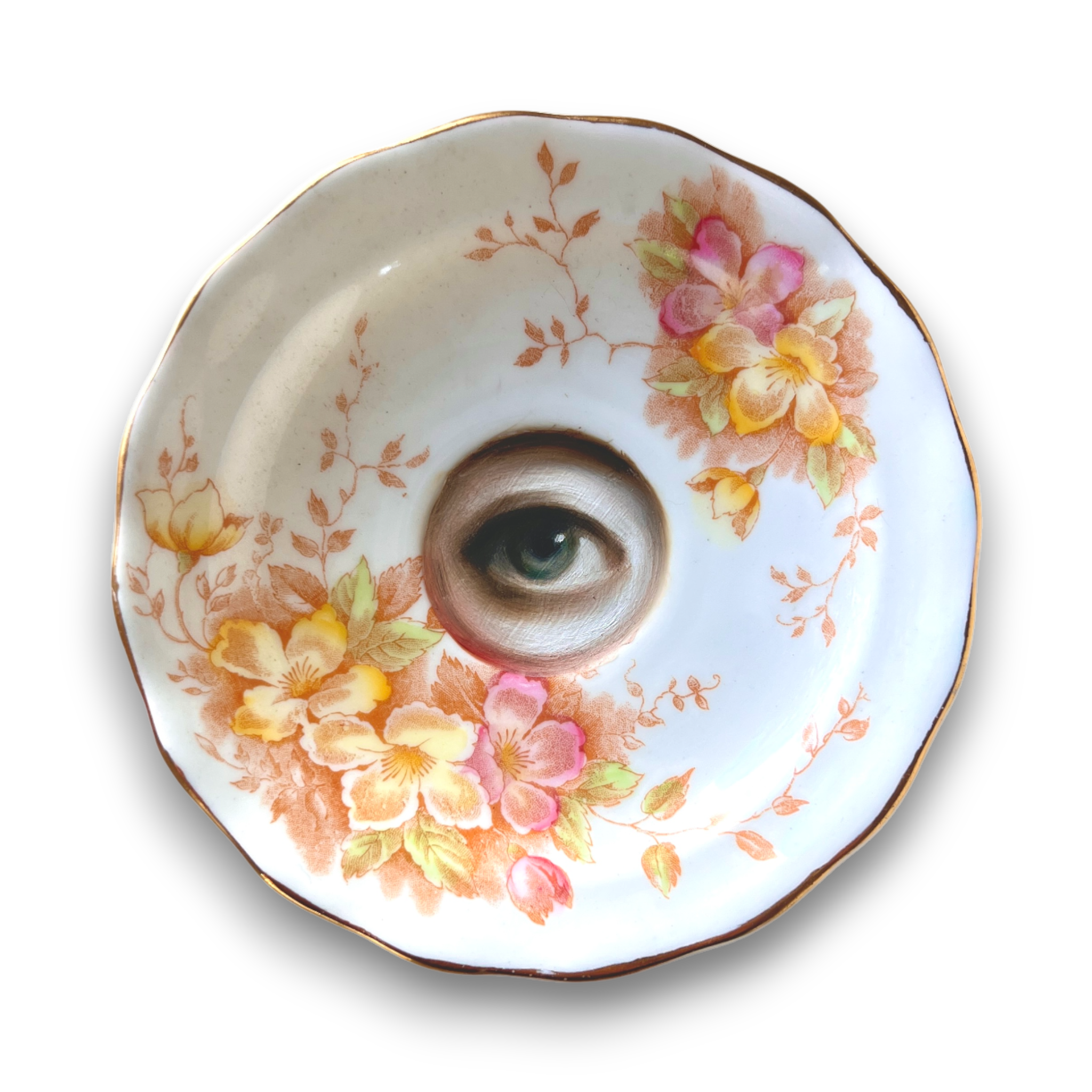 No. 3118 Lover's Eye Painting on an English Floral Plate
