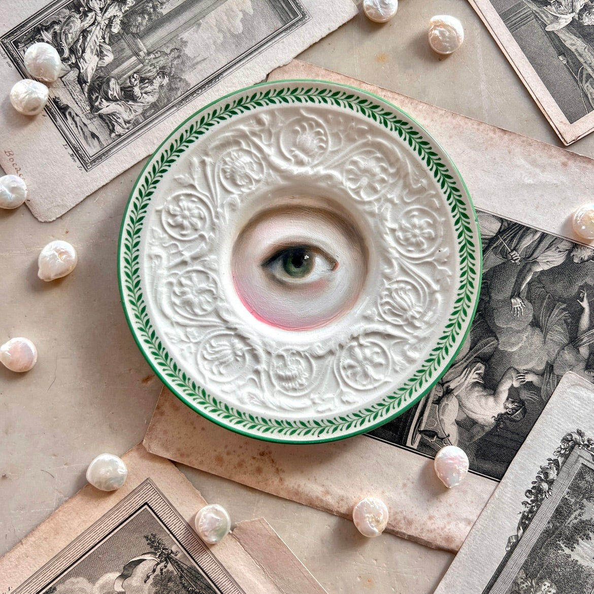 No. 3116 Lover's Eye Painting on a Wedgwood Patrician Plate