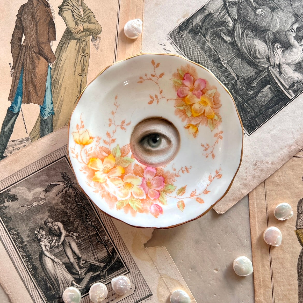 No. 3118 Lover's Eye Painting on an English Floral Plate