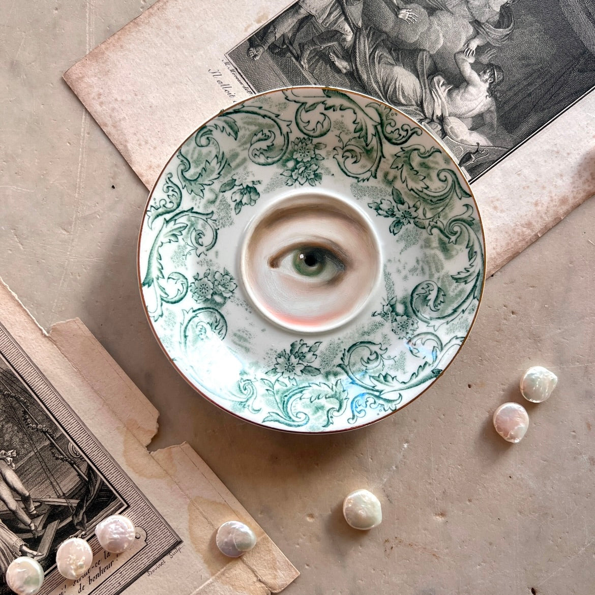 No. 3120 Lover's Eye Painting on a Victorian "Rococo" Plate