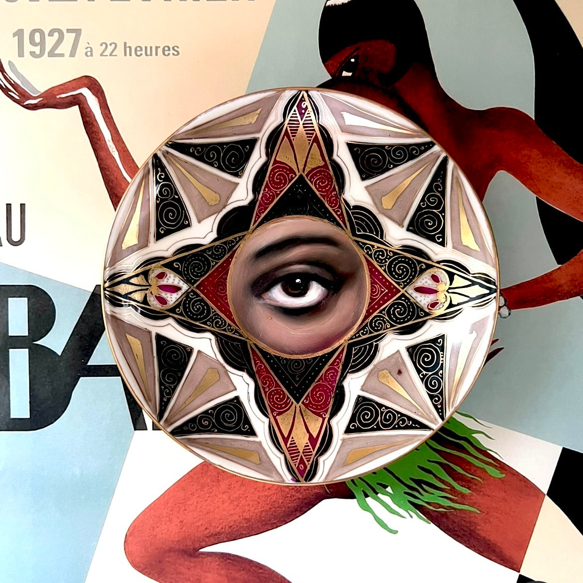No. 2923 Lover's Eye Painting of Josephine Baker on a Bavarian Art Deco Plate