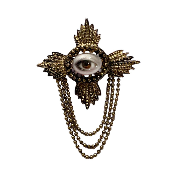"Isabeau" - Lover's Eye Brooch with Starburst Cross and Swags