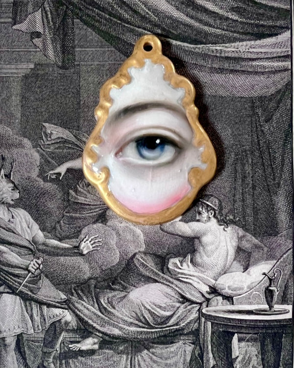 New! - "Berenice" - Lover's Eye Limoges Porcelain Pendant