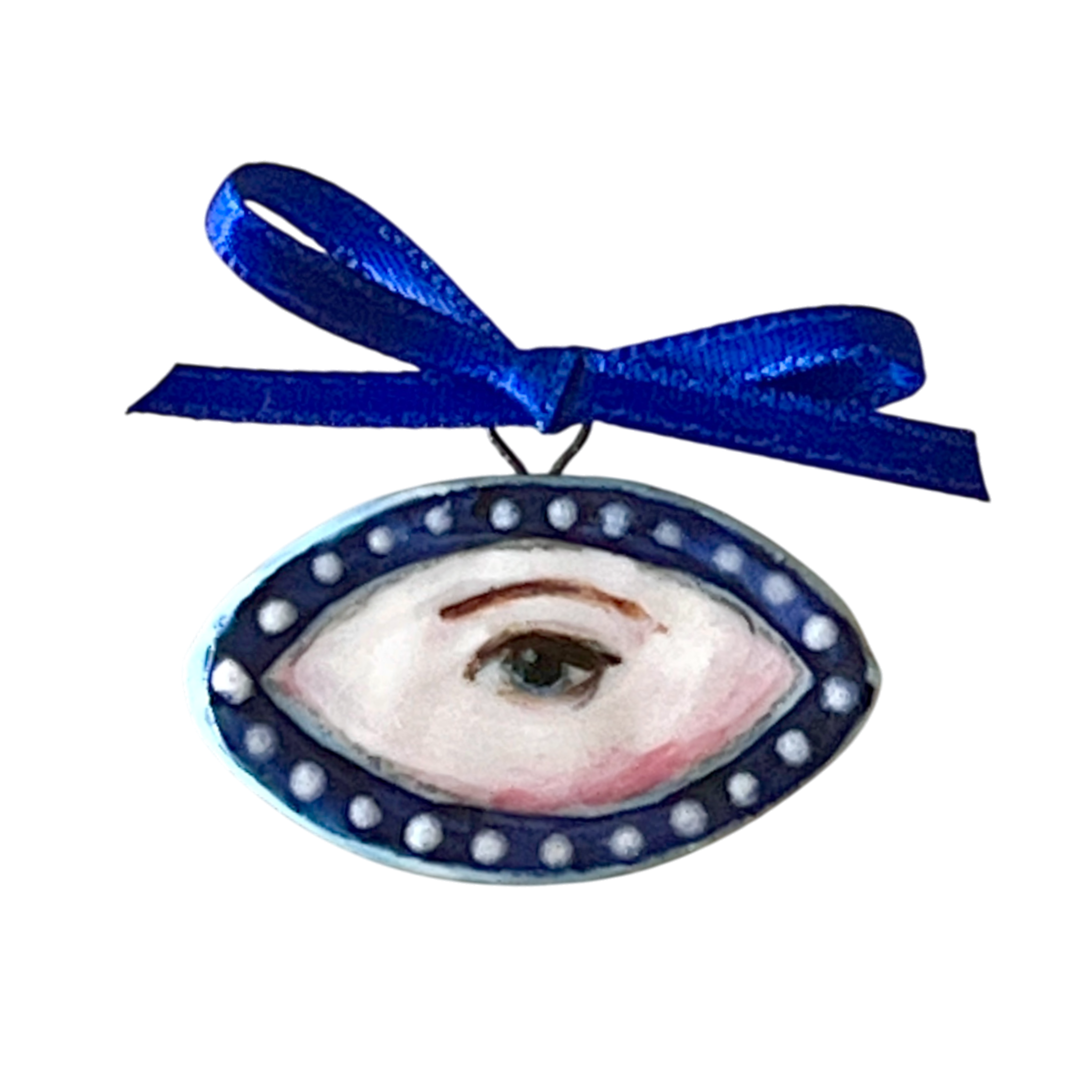 No. 306 Lover's Eye Charm - Blue & Pearl Navette