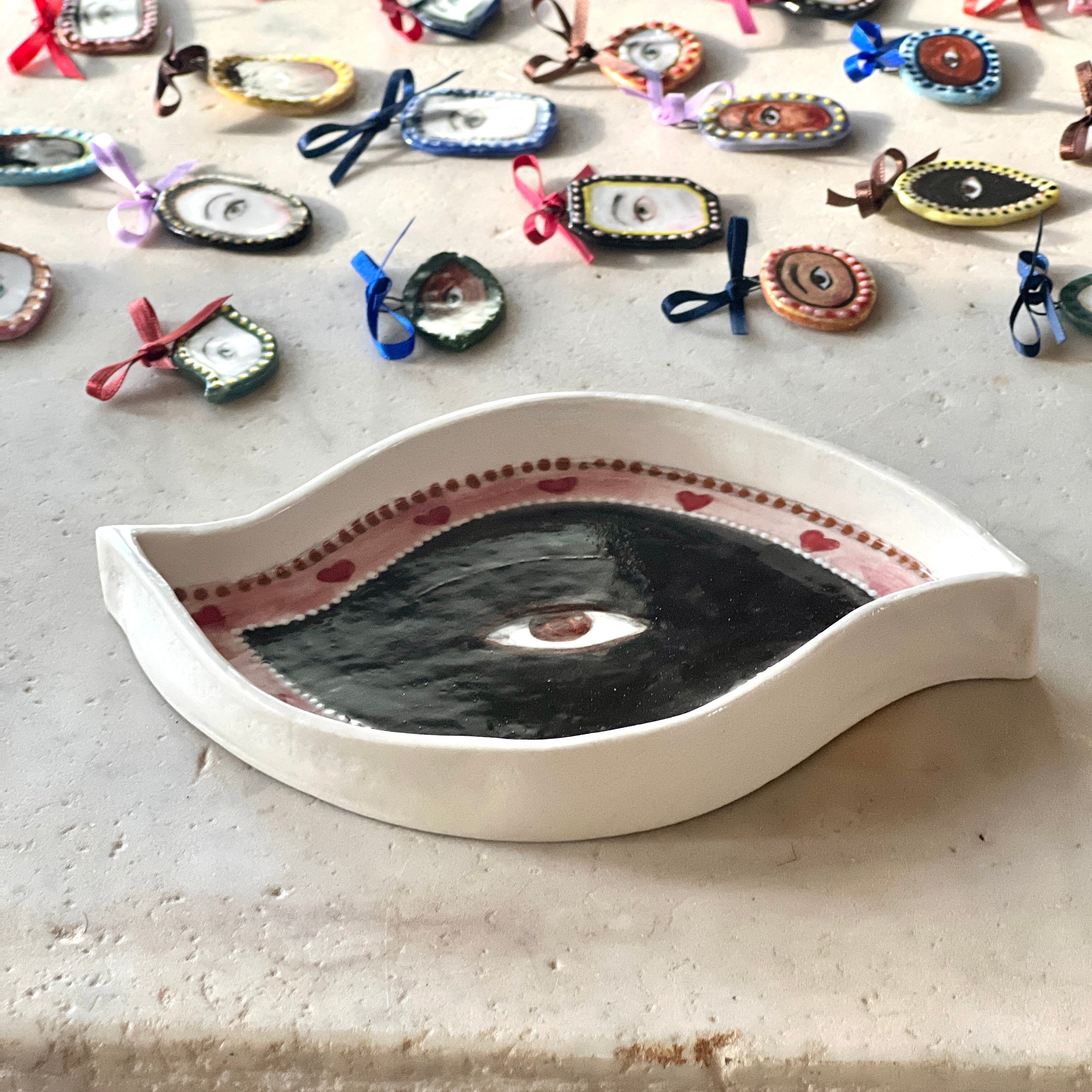 No. 201 Lover's Eye Jewelry Dish - Red Hearts