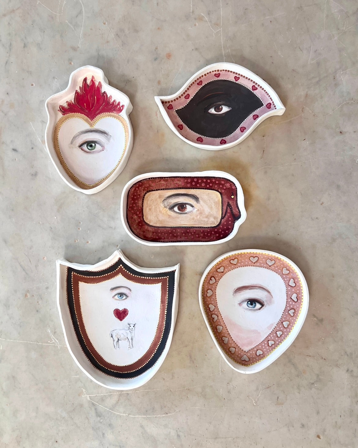 No. 201 Lover's Eye Jewelry Dish - Red Hearts