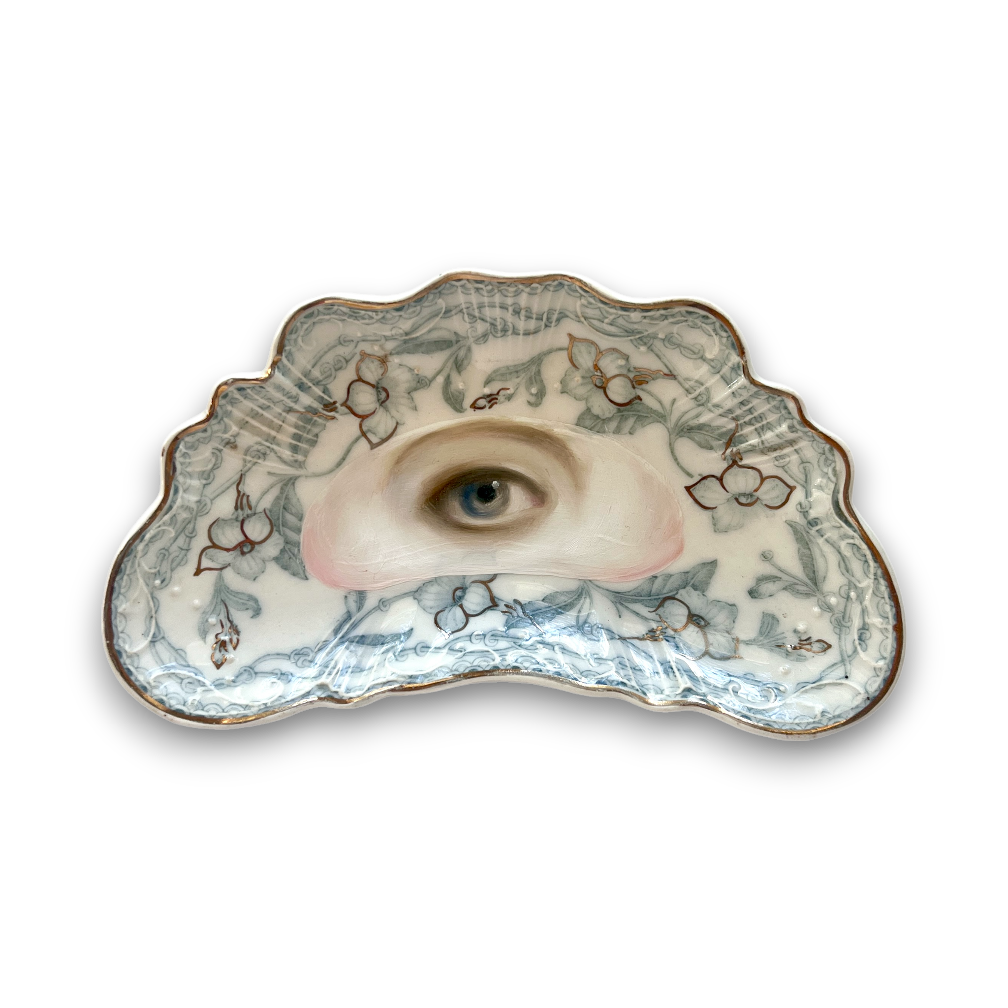 No. 3141 Lover's Eye Painting on an English "Lothair" Crescent Plate