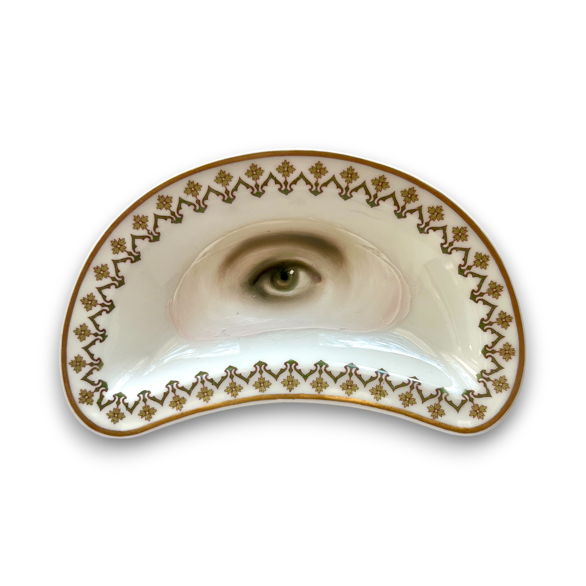 No. 3132 Lover's Eye Painting on a French Limoges Crescent Plate