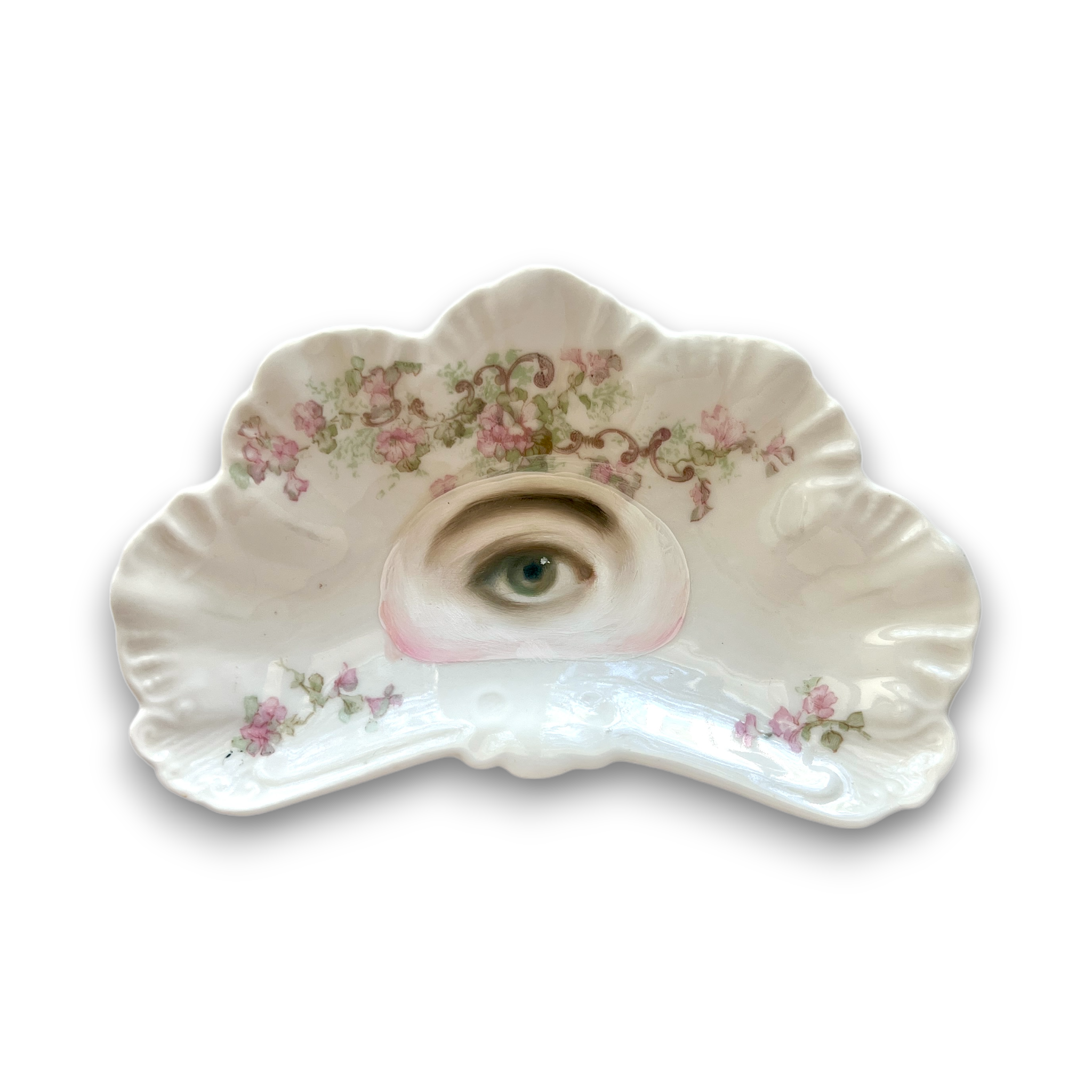 No. 3138 Lover's Eye Painting on a French Limoges Fan Plate