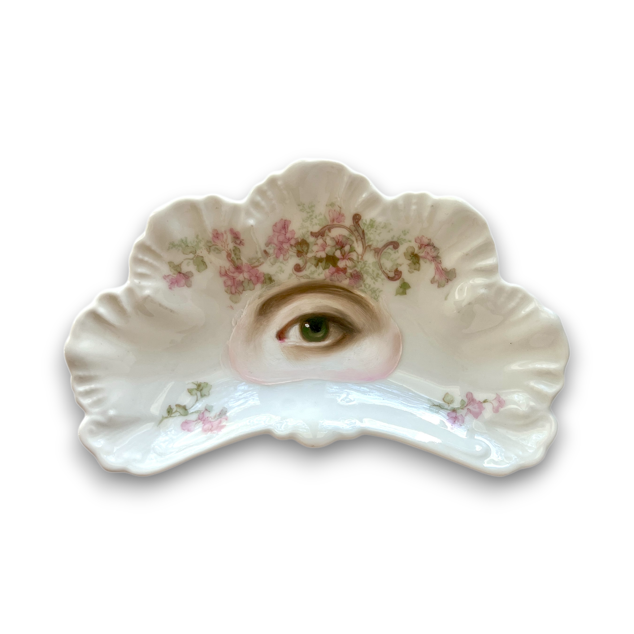 No. 3139 Lover's Eye Painting on a French Limoges Fan Plate