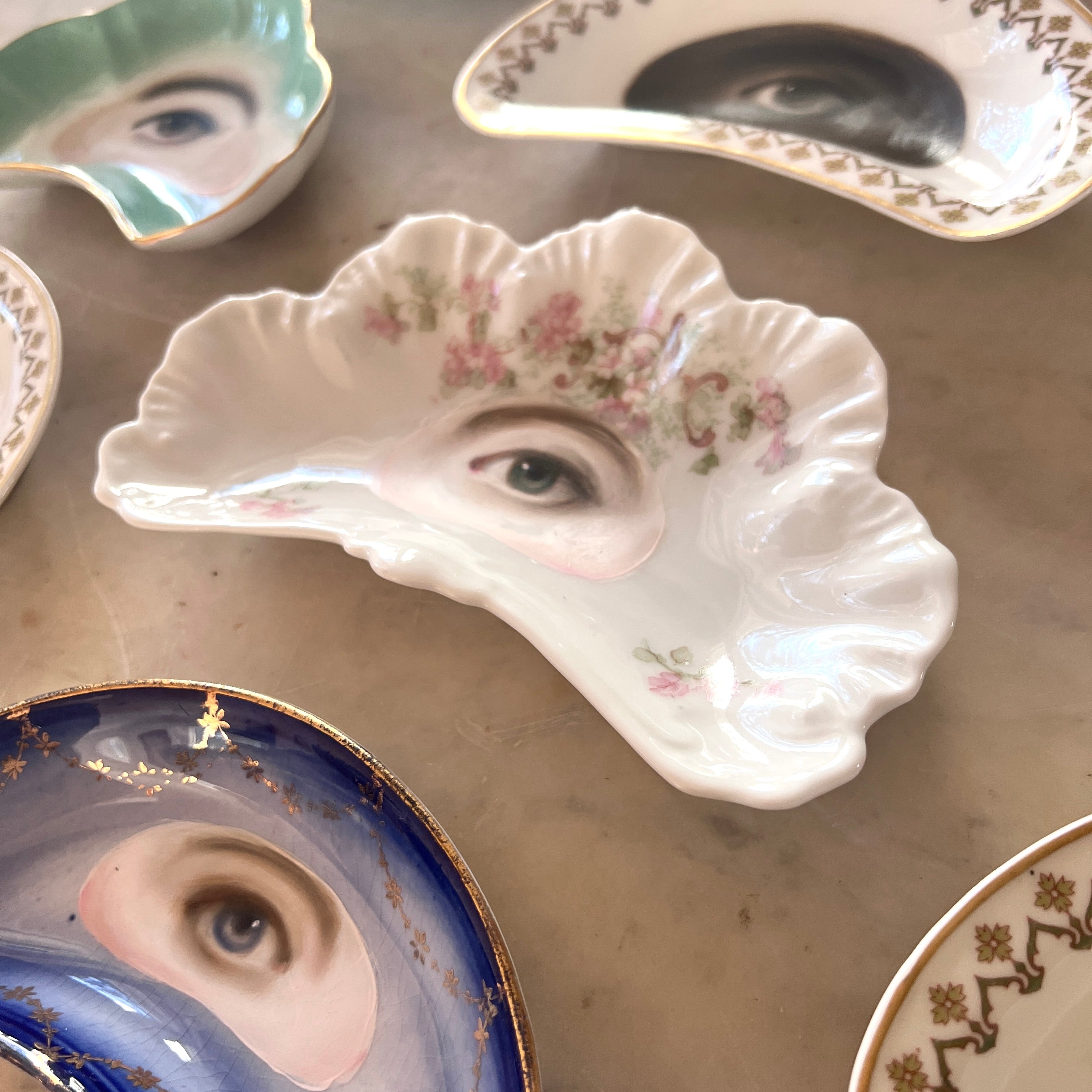 No. 3139 Lover's Eye Painting on a French Limoges Fan Plate