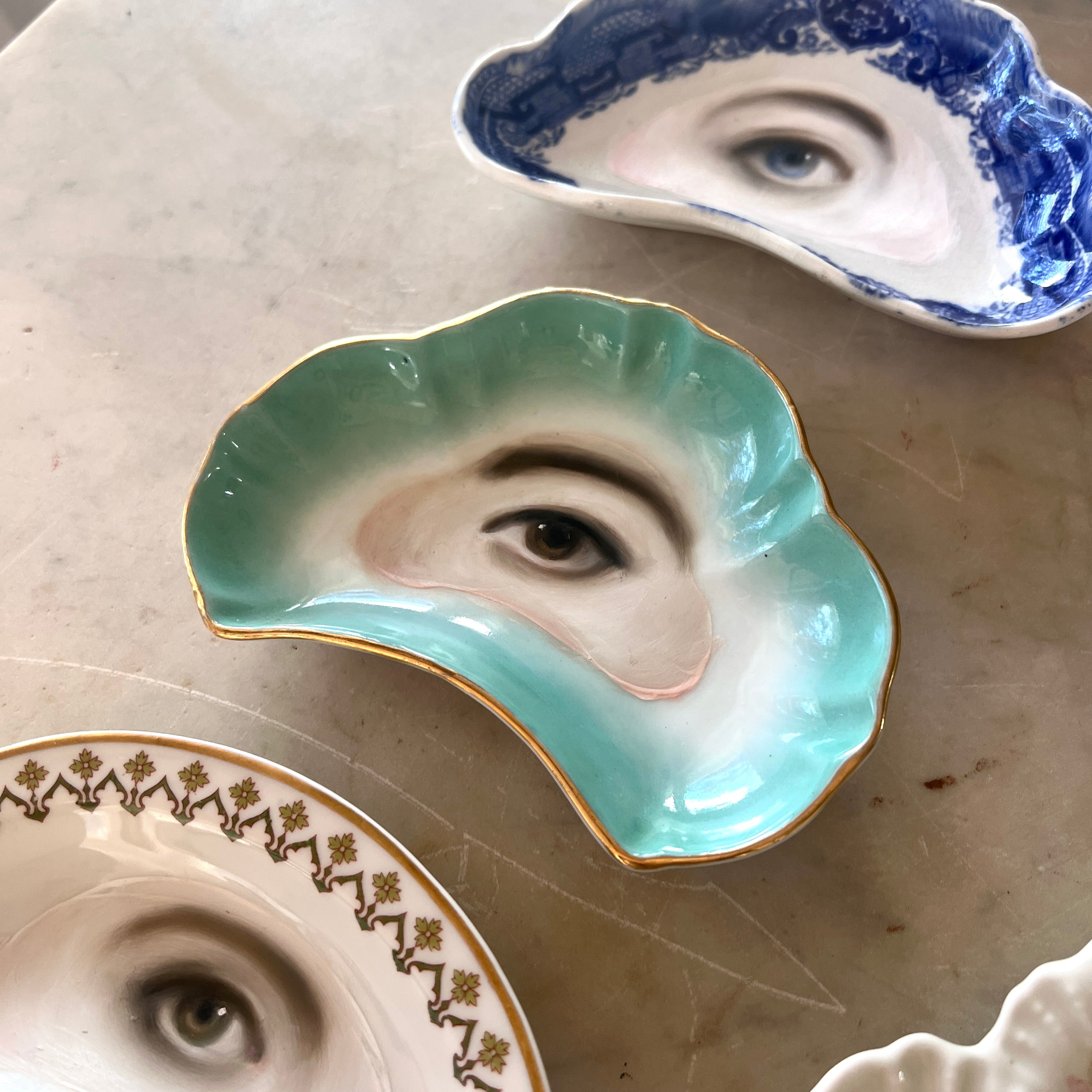 No. 3135 Lover's Eye Painting on a French Limoges Trefoil Plate