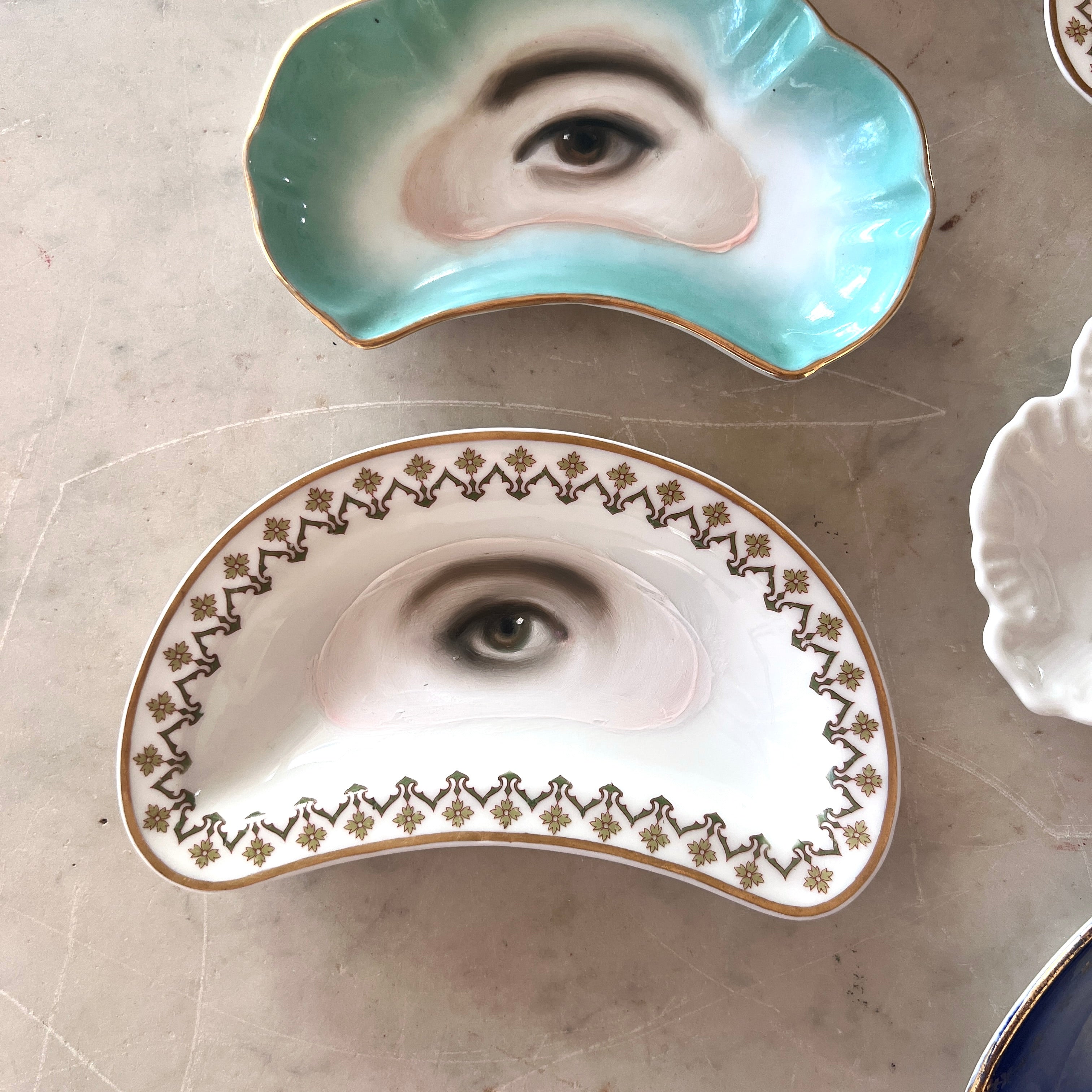 No. 3132 Lover's Eye Painting on a French Limoges Crescent Plate