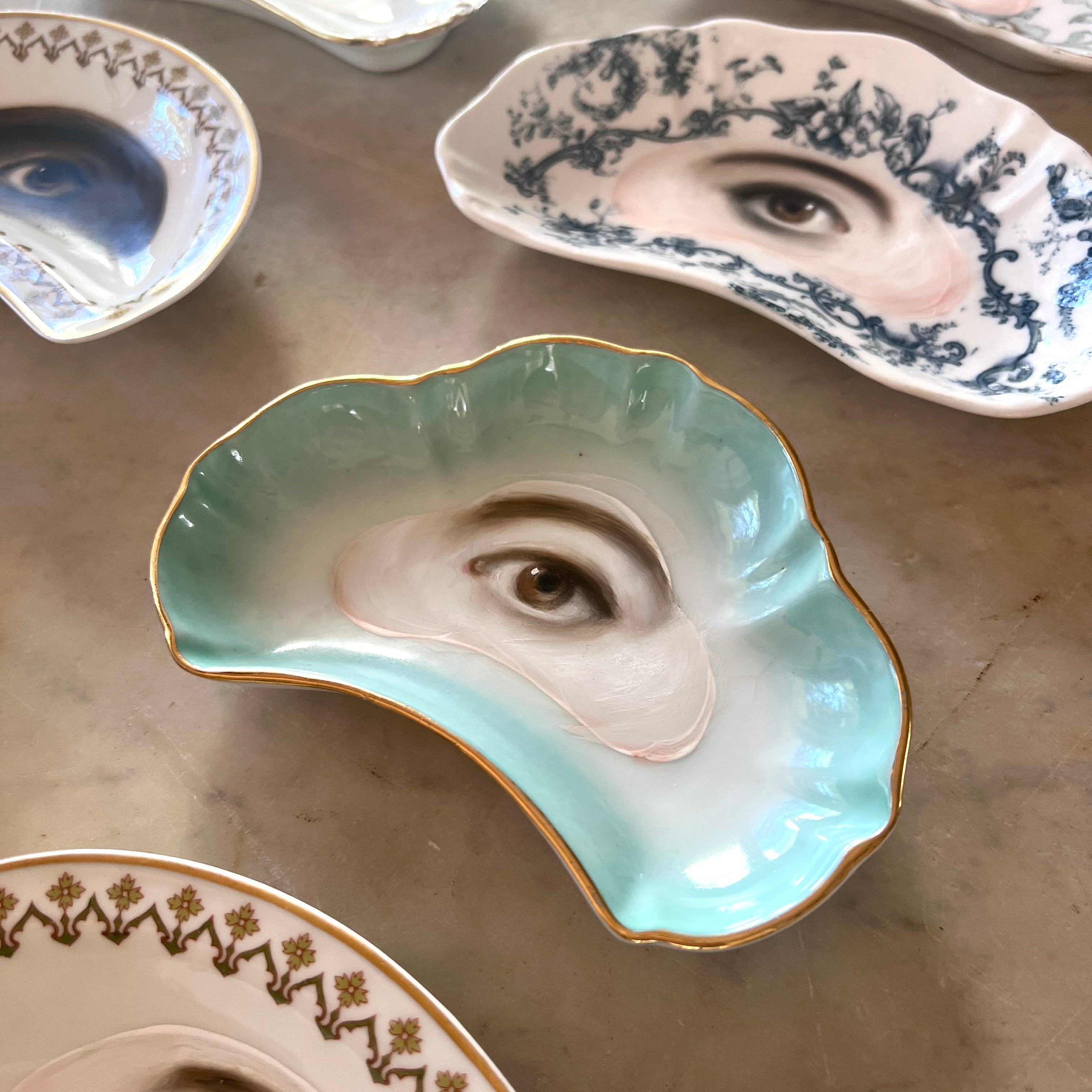 No. 3137 Lover's Eye Painting on a French Limoges Trefoil Plate