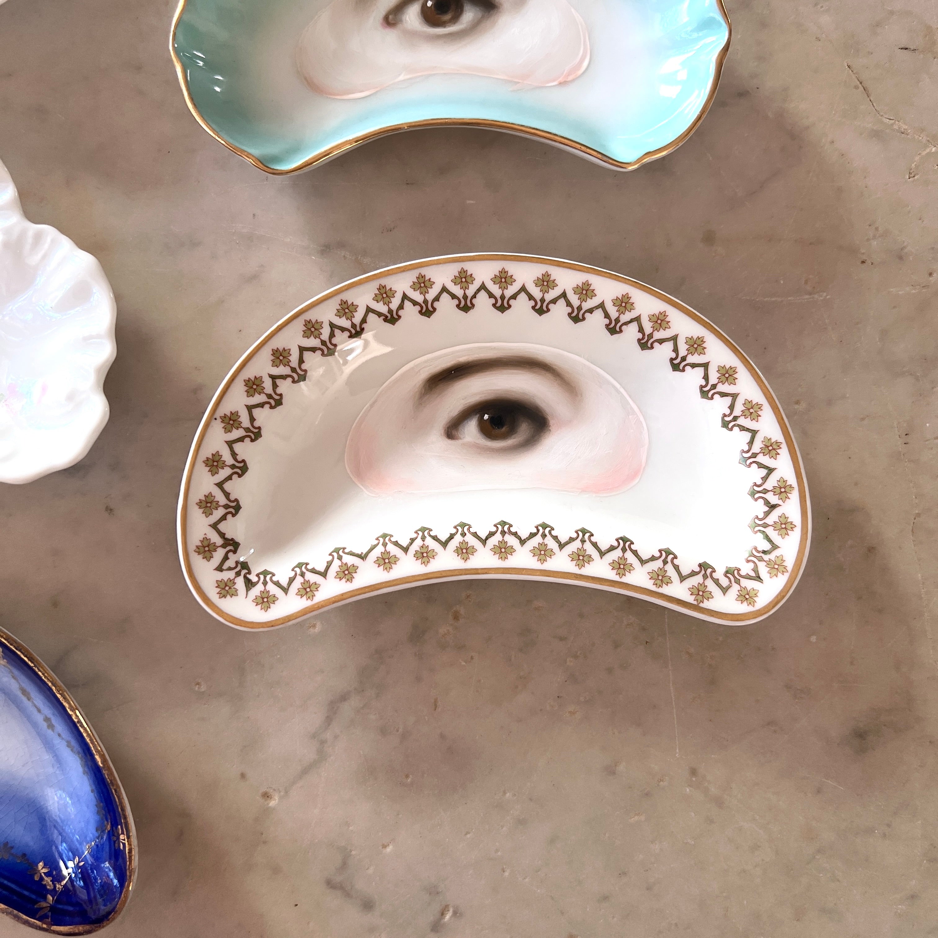 No. 3134 Lover's Eye Painting on a French Limoges Crescent Plate