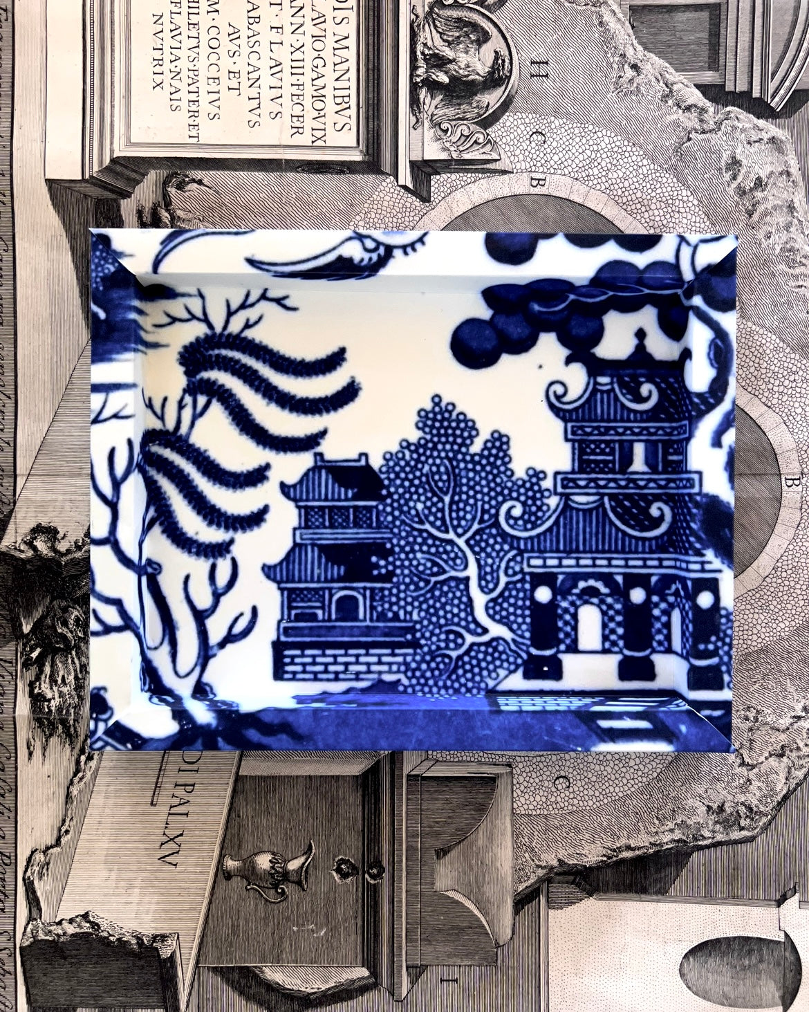 Frame No. 24 - Blue Willow (10"x8" for plates up to 5.5"-7.5")