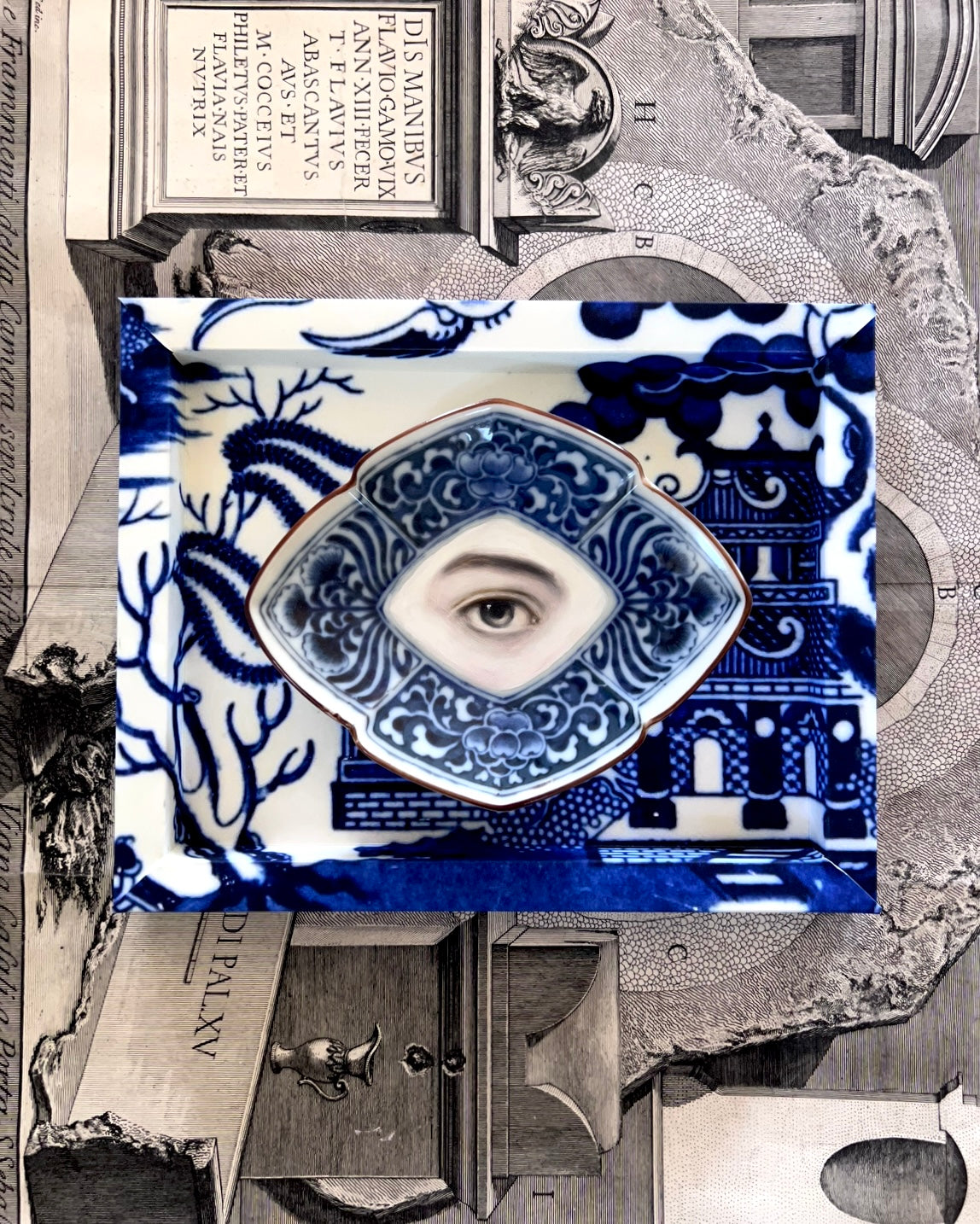 Frame No. 24 - Blue Willow (10"x8" for plates up to 5.5"-7.5")