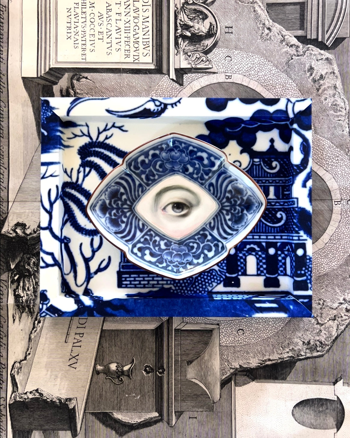 Frame No. 24 - Blue Willow (10"x8" for plates up to 5.5"-7.5")