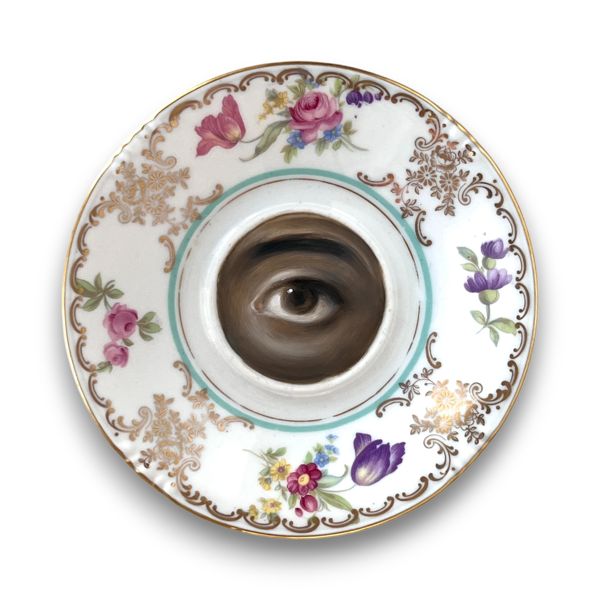 No. 3150 - Lover's Eye Painting on a Bavarian Floral Plate