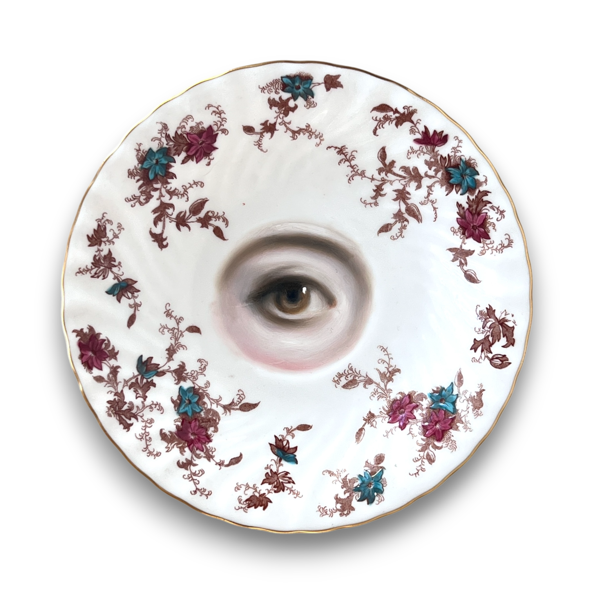 No. 3149 - Lover's Eye Painting on a Minton Plate with a Floral Design