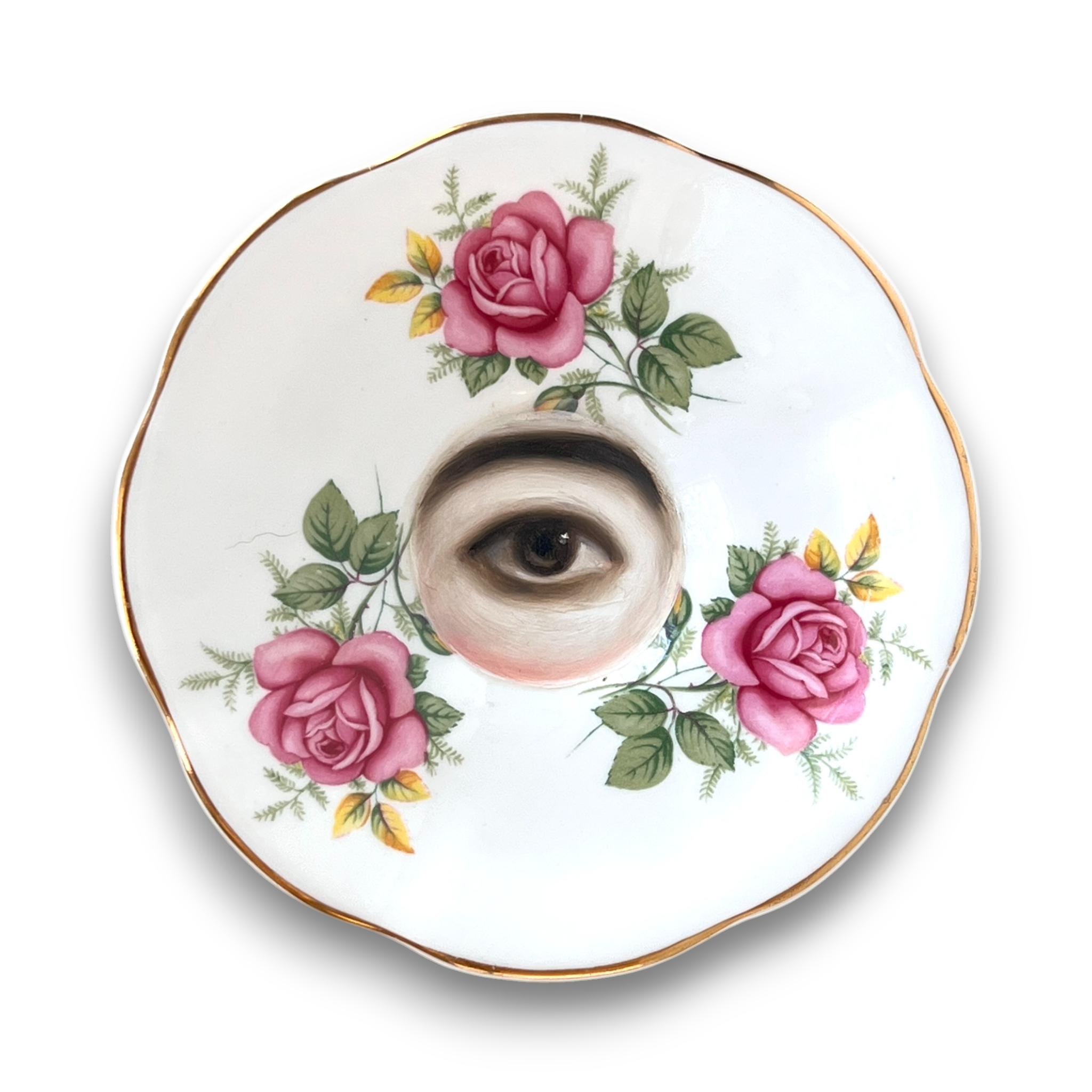 No. 3148 - Lover's Eye Painting on an English Rose Plate