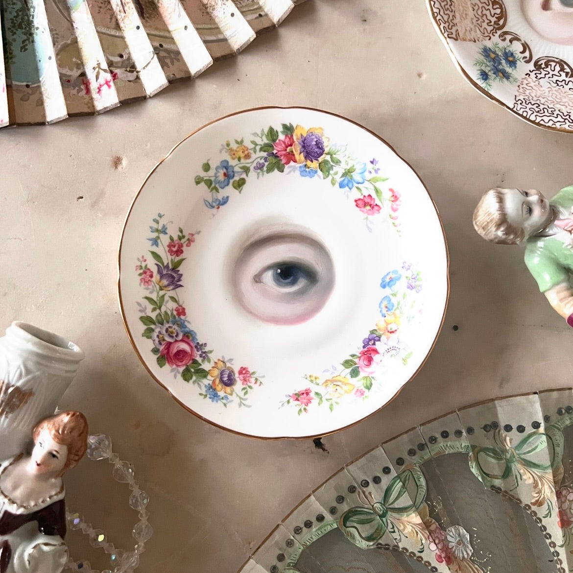 No. 2974 Lover's Eye Painting on an English Floral Plate