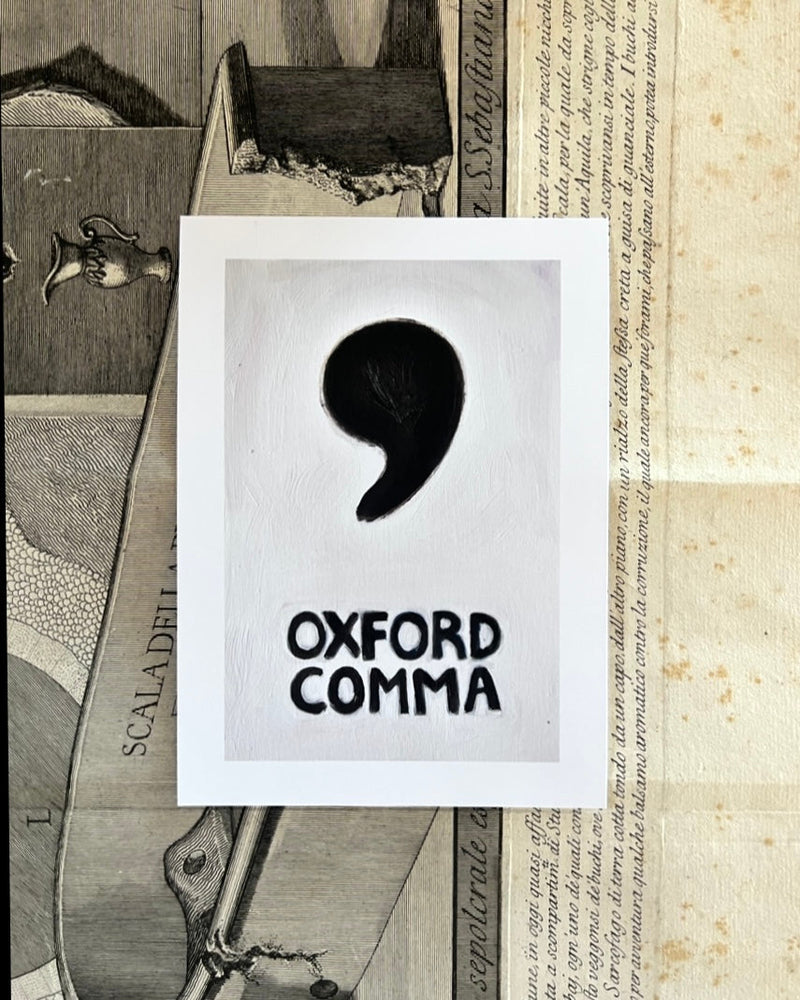 Last One! - Mini Oxford Comma Giclée Art Print in Putty White and Black (3.25"x5")