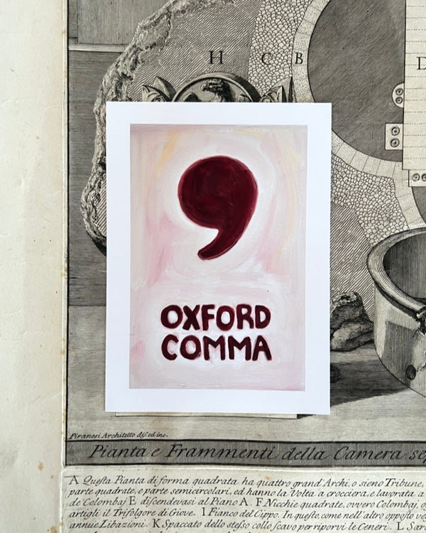 Last One! - Oxford Comma Giclée Art Print in Pink & Deep Raspberry (5"x7")