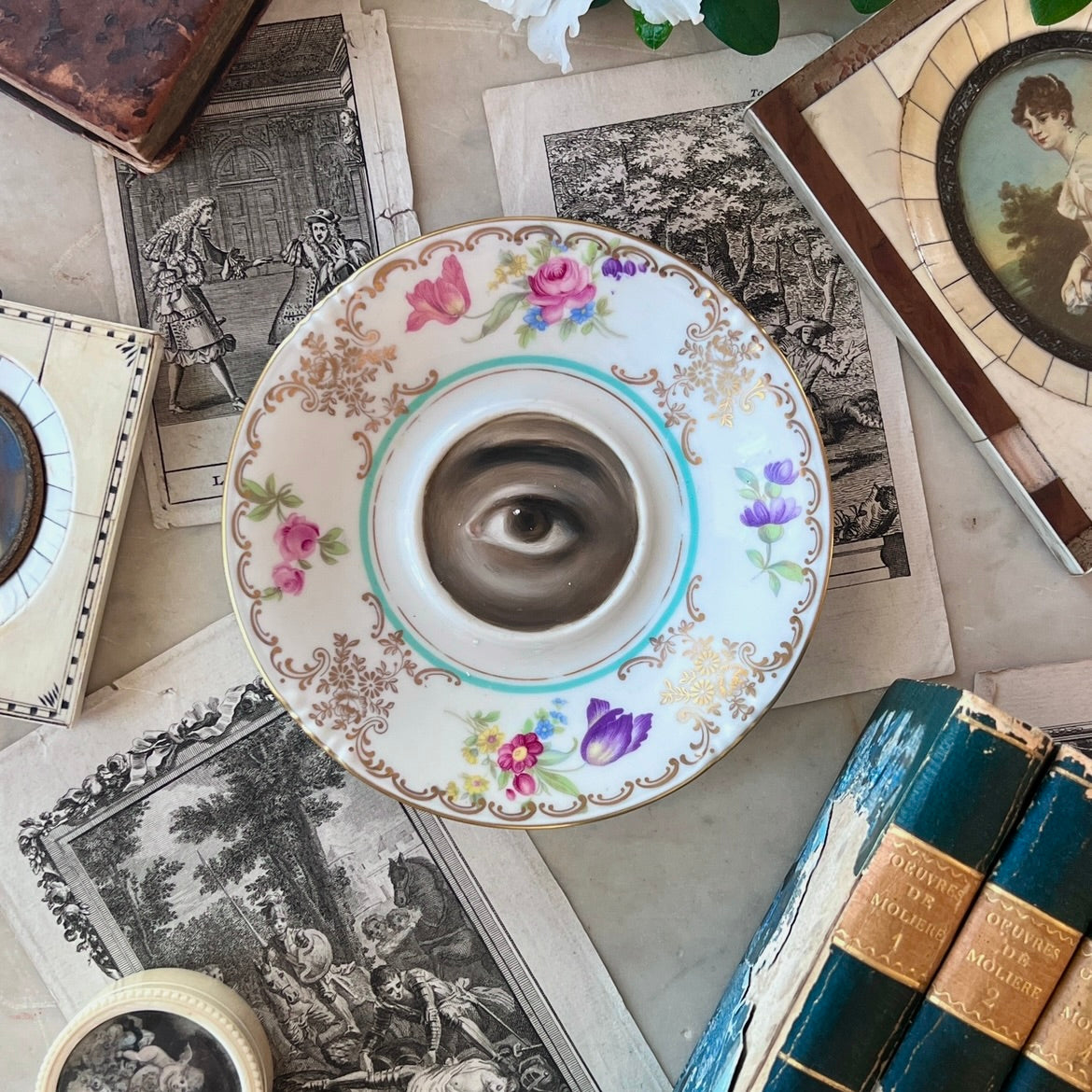 No. 3150 - Lover's Eye Painting on a Bavarian Floral Plate