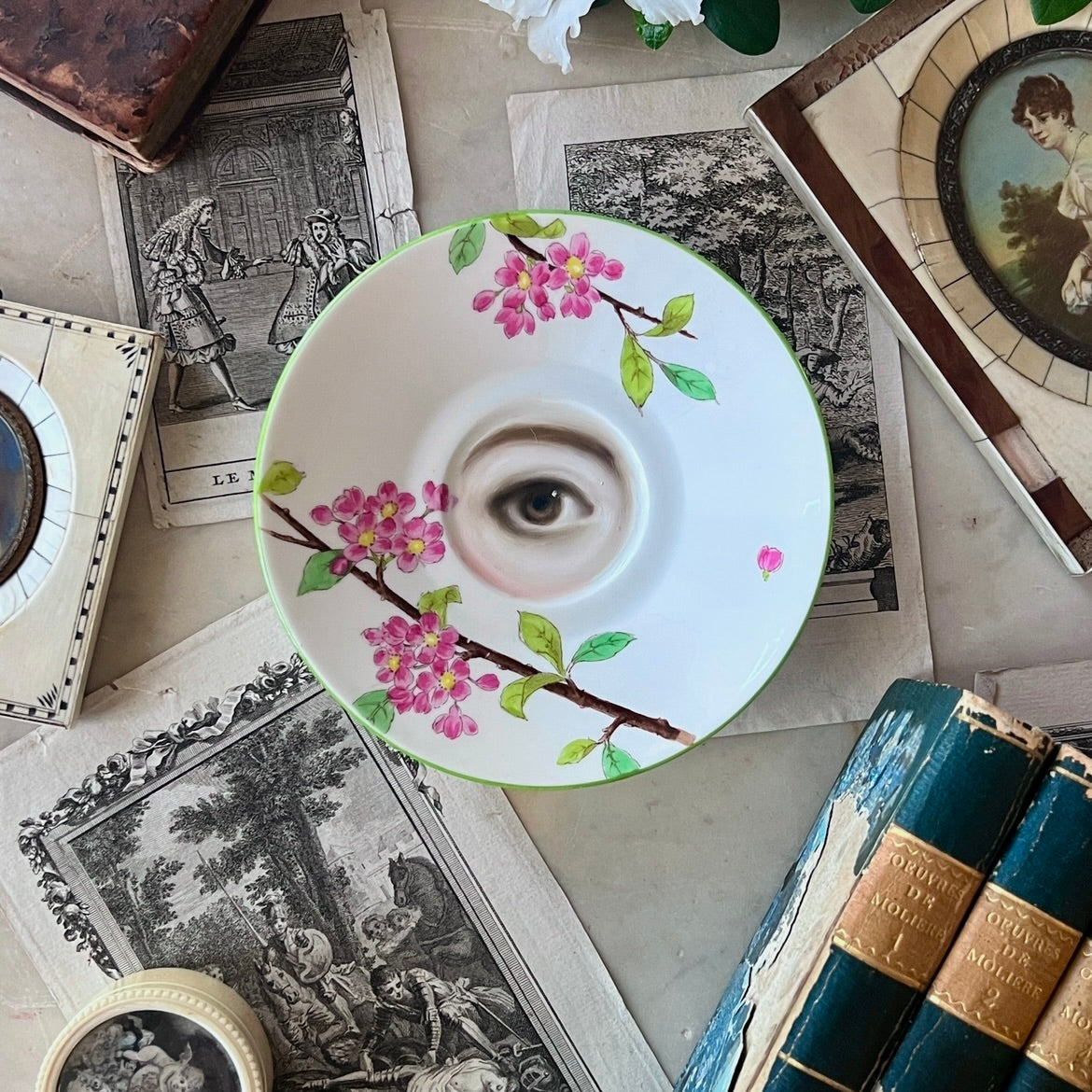 No. 3156 - Lover's Eye Painting on an English Apple Blossom Plate