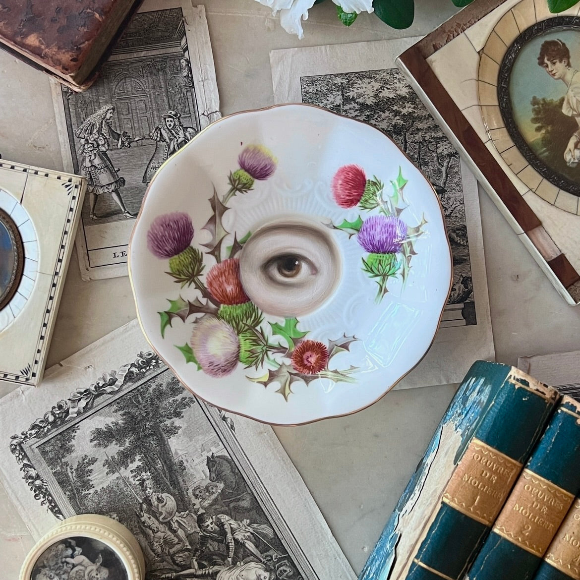 No. 3155 - Lover's Eye Painting on an English Thistle Plate