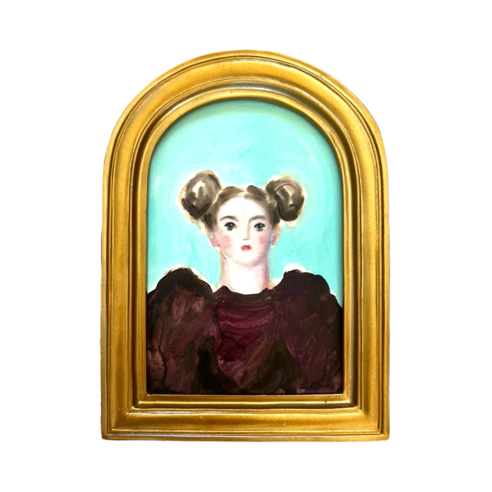Storybook Portrait of a Lady in a Burgundy Dress