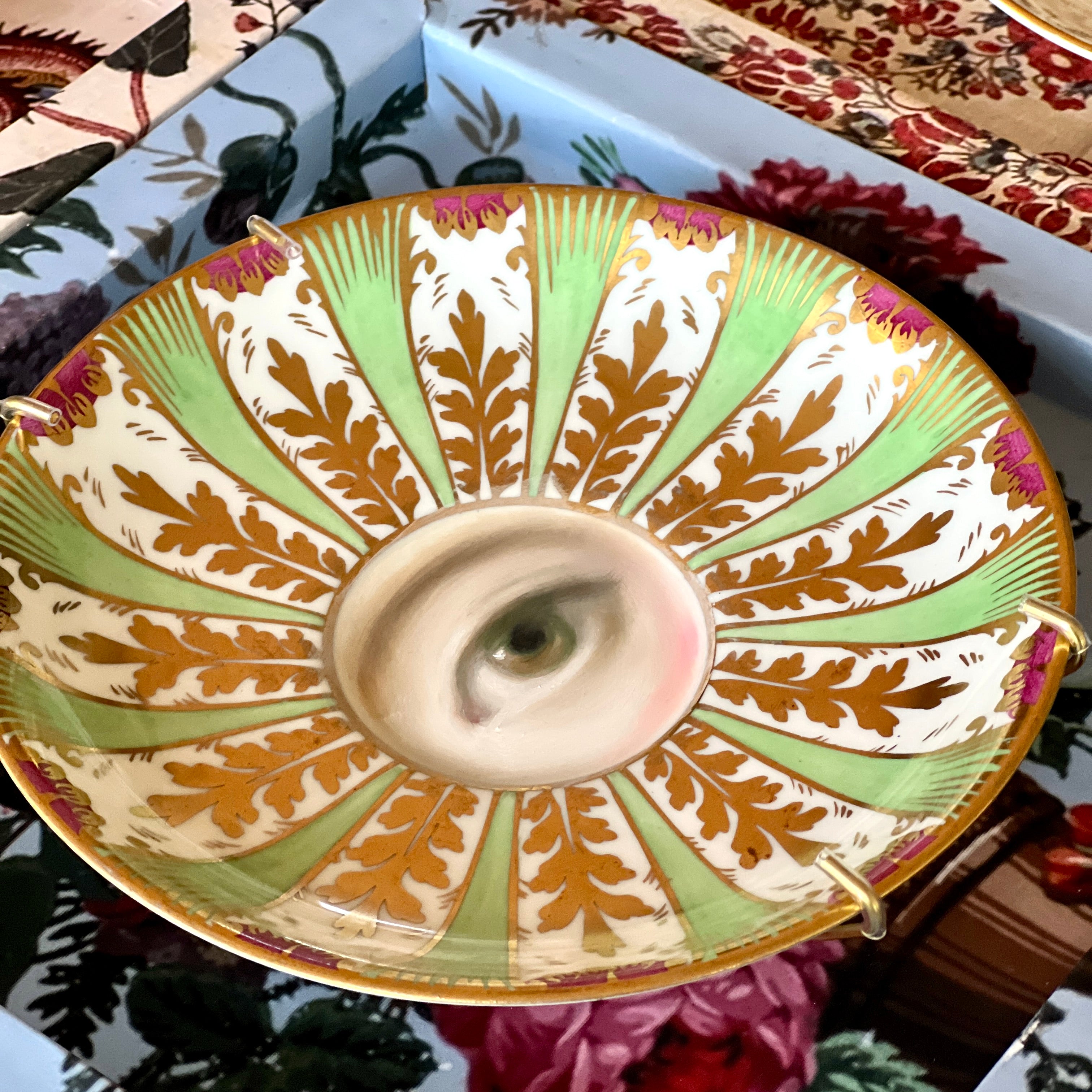 No. 2994 Lover's Eye Painting on an English Pastel Royal Chelsea Plate