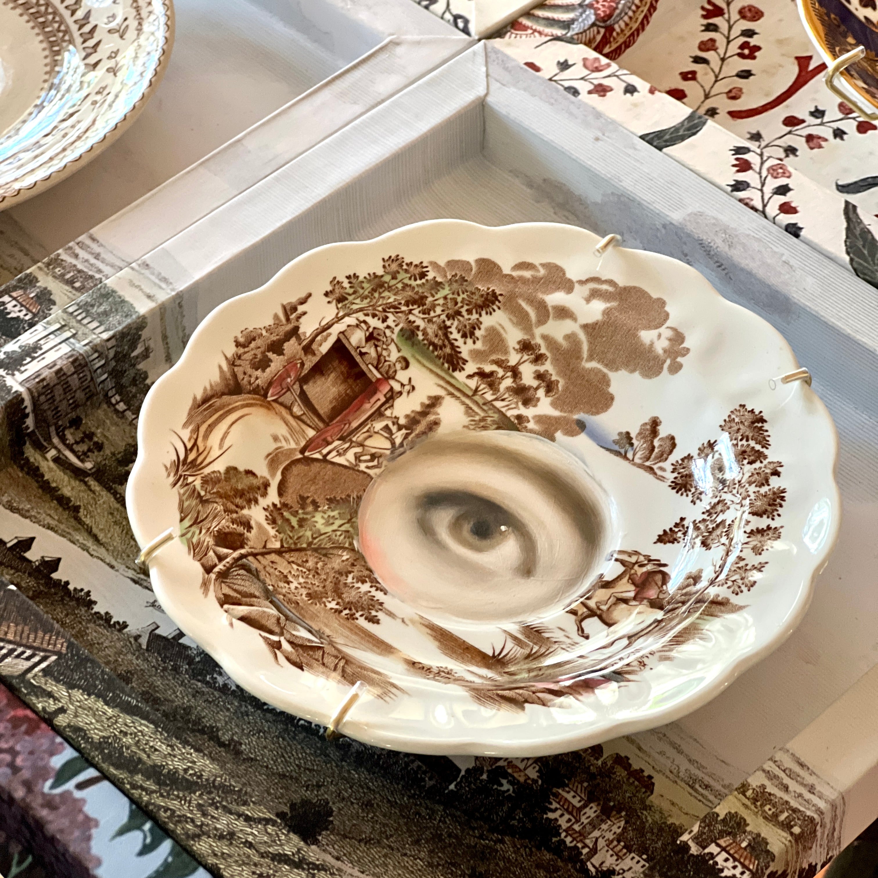 No. 3005 Lover's Eye Painting on an English Landscape Plate