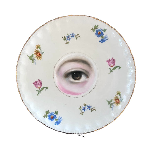 New! - Lover's Eye Painting on a Floral Sprig Plate
