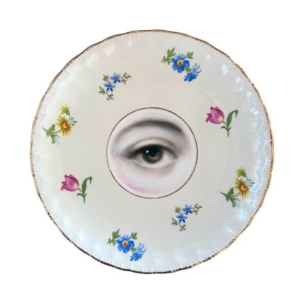 New! - Lover's Eye Painting on a Floral Sprig Plate
