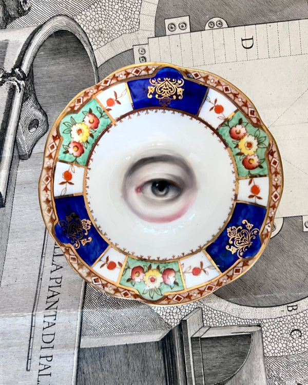 New! - Lover's Eye Painting on an English Imari Plate