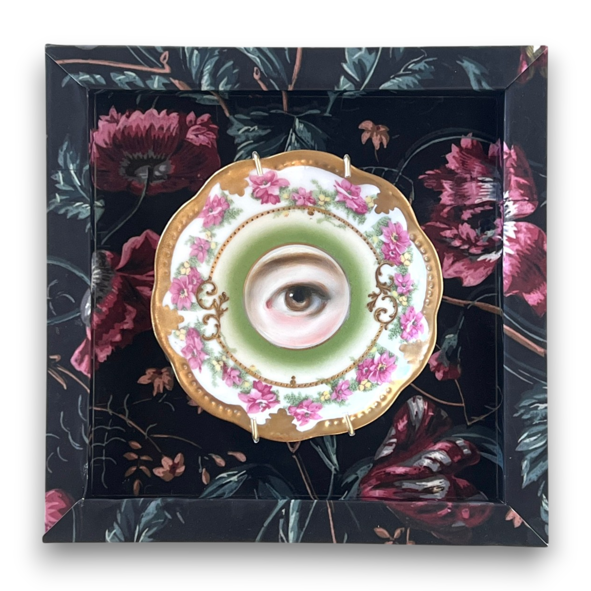No. 2649 Lover's Eye Painting on a French Limoges Pink & Gold Plate
