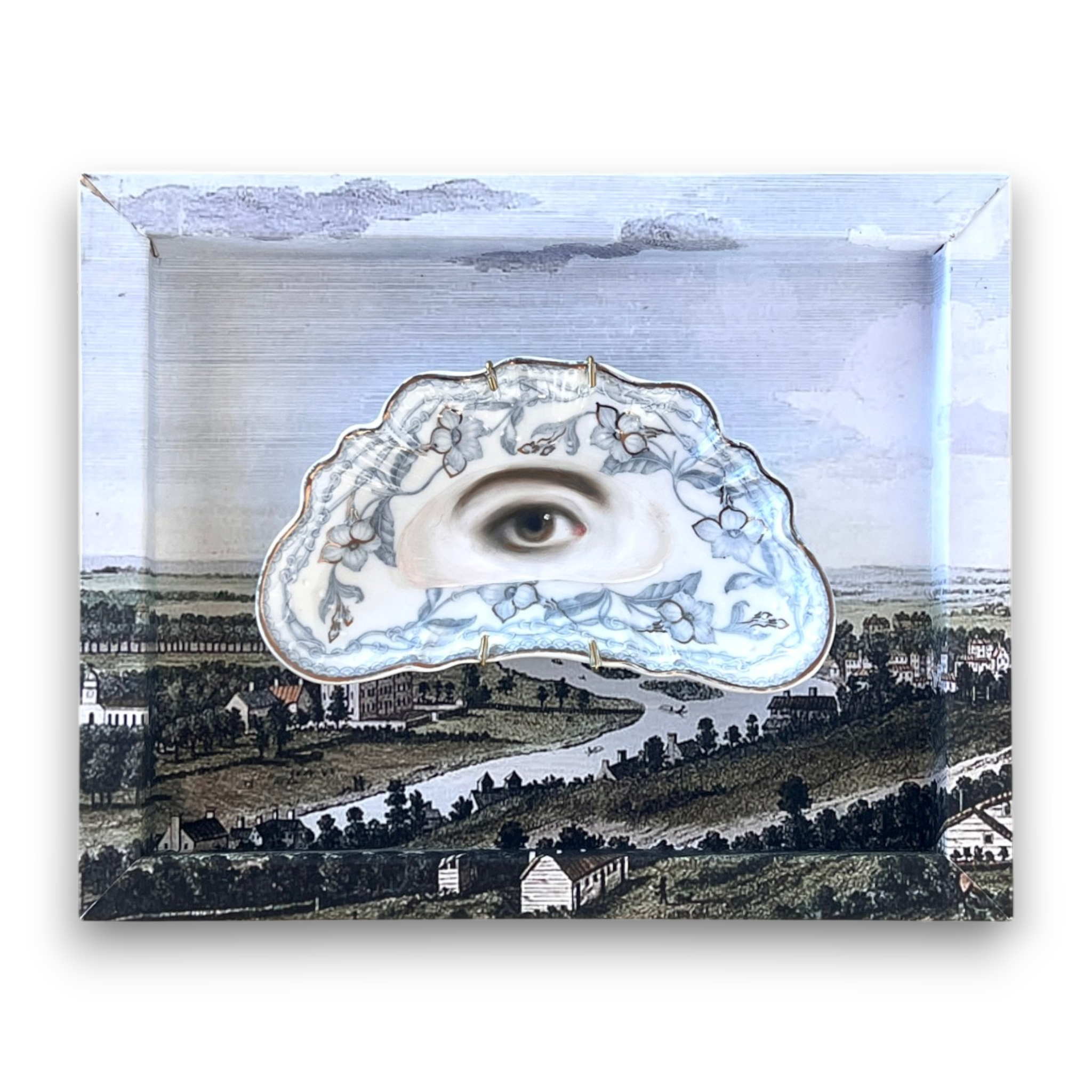 No. 3207 Lover's Eye Painting on an Art Nouveau Fan Plate