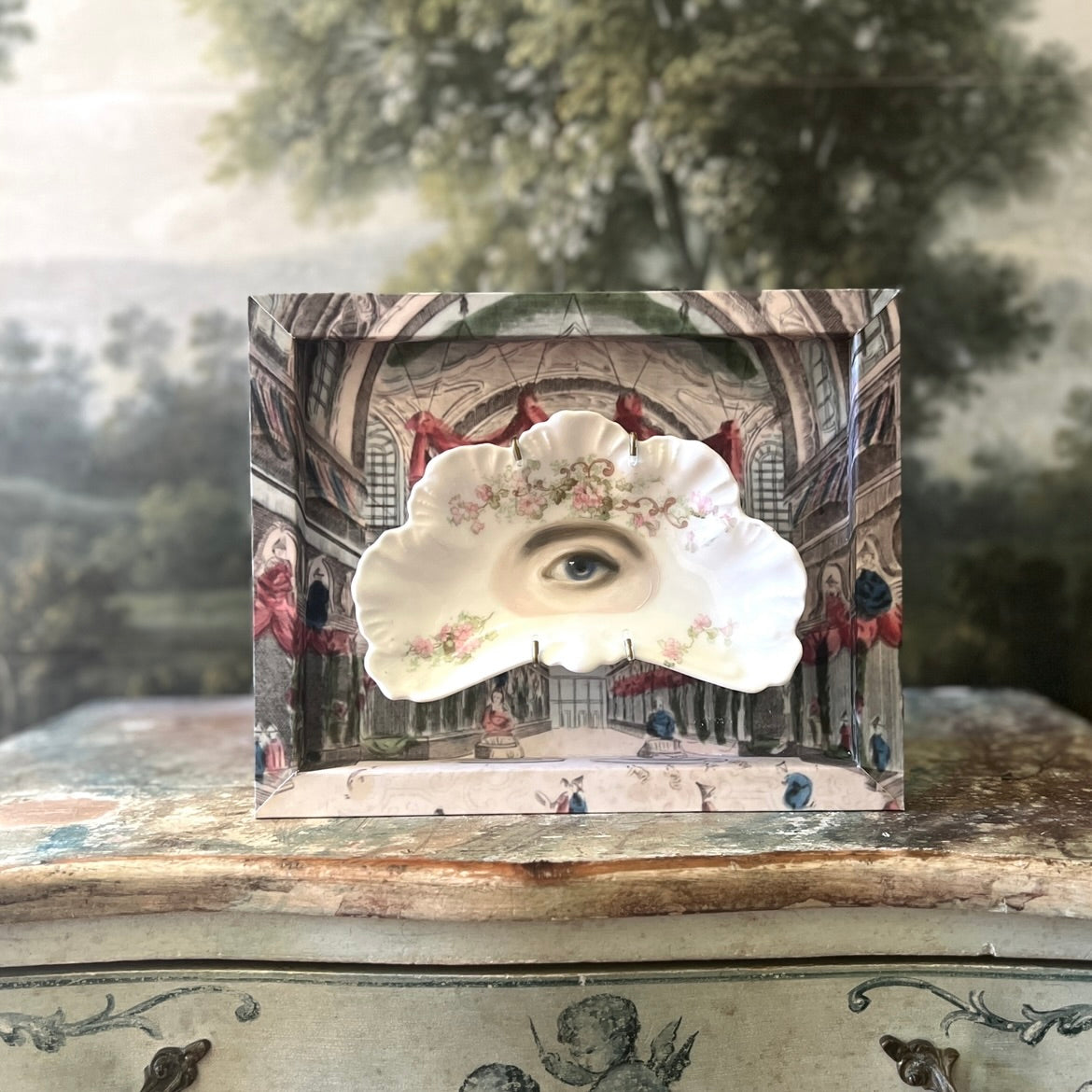 No. 3213 Lover's Eye Painting on a French Limoges Fan Plate